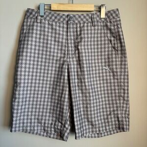Puma Men's Golf Shorts Plaid Gingham Print W32 Flat‎ Front Pockets Athleisure